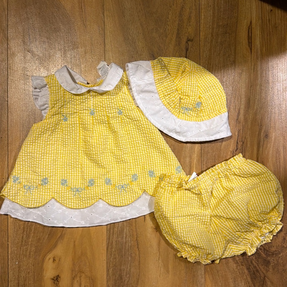 Little bitty dress and hat set